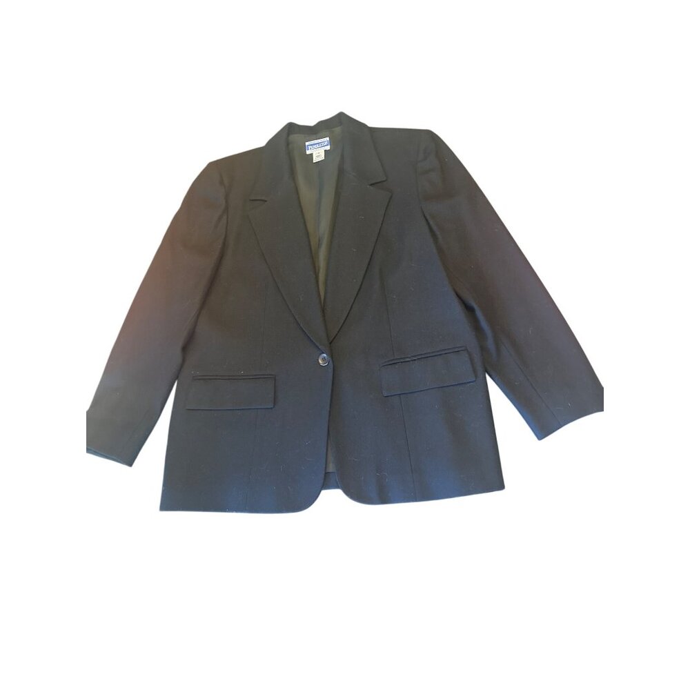 Pendleton Womens Classic Blazer Size 14 Virgin Wool Black Classic Career
